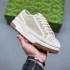 G Home Embroidery Canvas Shoes White Shoes 2024 Spring/Summer Fashion New Style Lace Color blocked Thick Bottom Lace Round Head Women's Shoes