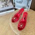 2024 lace round toe high heels, mesh breathable rhinestone slim heel DG sandals, flat heel black 6CM 9CM wedding shoes