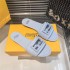 in stock! European and American 2023 summer new F family slippers for women wearing flat bottomed, letter buttoned, candy colored slippers