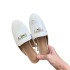 in stock! High version 2023 new Baotou slippers for women with flat metal buckles, suitable for lazy people, half slip slippers