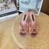 2024 lace round toe high heels, mesh breathable rhinestone slim heel DG sandals, flat heel black 6CM 9CM wedding shoes