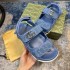 G Home Thick Bottom Slippers Velcro Embroidered Beach Sandals 2024 New Round Head Thick Bottom Metal Label Roman Sandals