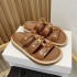 Triumphal Arch Rivet Thick Bottom Slippers 2023 Summer New Flat Bottom Brown Outerwear Roman Cool Slippers for Women