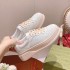 G Home's Spring 2023 New Thick Bottom Height Increasing Biscuit Shoes Versatile, Casual, Sports, Genuine Leather Round Head, White Shoes for Women