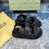 G Home Thick Bottom Slippers Velcro Embroidered Beach Sandals 2024 New Round Head Thick Bottom Metal Label Roman Sandals