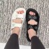 High version 2024 new Xiaoxiang cool slippers with Velcro thick sole, two straps with a straight drag chain buckle, beach shoes for women