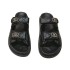 High version 2024 new Xiaoxiang cool slippers with Velcro thick sole, two straps with a straight drag chain buckle, beach shoes for women