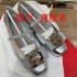 2024 New Genuine Leather Silver Ballet Shoes Butterfly Bow Square Head SF Flat Bottom Strap Mary Jane Single Shoes