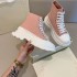 2021 new McQueen high top canvas shoes for women and couples, thick soled sponge cake white shoes, sporty and slim dad shoes, trendy