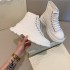 2021 new McQueen high top canvas shoes for women and couples, thick soled sponge cake white shoes, sporty and slim dad shoes, trendy