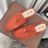 Loro * piana slippers, summer 2023 new item, women's genuine leather bag, half trailer, worn outside, one foot on, M ü ller lazy shoes