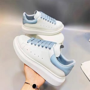 McQueen Lacquer Jelly Blue Tail 22 New Mesh Inner Leather Breathable Thick Bottom Increased Height White Shoes Canvas Shoes Outer