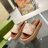 2023 Summer Embroidery New G Home Thick Bottom Waterproof Platform Women's Shoes Sponge Cake Bottom Casual Versatile One Word Slippers