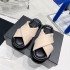 2022 High end Fashion New Style Small Fragrant Cross Sponge Cake Thick Bottom Slippers Leather Casual Dew Toe Bread Coolpad