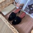 LP Cool Dragging Female 2023 Summer New Foreign Trade Sheep Anti Velvet Coarse Heel Middle Heel Dew Toe Pendant Fashionable Look Thin Slippers Trendy