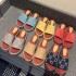 G Home 2023 New Internet Celebrity Sandals Embroidered Slippers Printed High Rise Thick Bottom Casual One Word Women's Sandals Couple