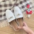 in stock! High version 2023 new Baotou slippers for women with flat metal buckles, suitable for lazy people, half slip slippers