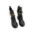 2024 new top layer cowhide metal letter Martin boots F home British style midsole boots thick soled high rise knight boots