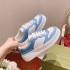 G Home's Spring 2023 New Thick Bottom Height Increasing Biscuit Shoes Versatile, Casual, Sports, Genuine Leather Round Head, White Shoes for Women