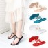 TB flip flops women's beach cross-border European and American foreign trade wholesale European station clamp toe flat sandals slippers