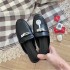 in stock! High version 2023 new Baotou slippers for women with flat metal buckles, suitable for lazy people, half slip slippers