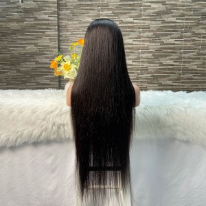 Cross border wig black front lace 13X4 spliced front lace 100% real hair wig headband long straight