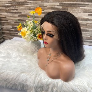 Cross border wig natural color front lace 13X4 Kinky straight splicing front lace 100% real hair