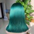 Cross border dark green bob wig short hair black 13x4 lace frontal wig real hair