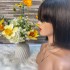 Cross border natural color short hair mechanism bangs bob wig black 3 * 1 lace wig 100% real hair