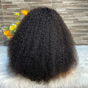 Cross border 13x4 front lace wig 300% human hair pixie curly wigs