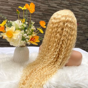 613 gold 13X4 lace front wig water wave real hair