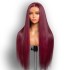 Cross border hot selling 99j color 13X4 lace front wig straight wig