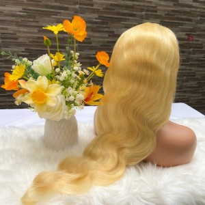 Cross border 613 gold 13X4 lace front wig body wave real hair