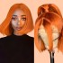 Cross border Orange 350 Bob Wig Black Wig 13x4 lace frontal wig 100% real hair