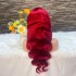 Real person front lace wig 13X4 burgundy BUG Curved hair headband Body wave hair big wave