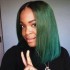 Cross border dark green bob wig short hair black 13x4 lace frontal wig real hair