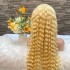 Cross border 613 gold 13X4 lace front wig deep wave real hair