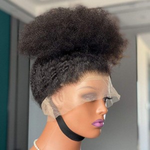 Cross border Afro Kinky Curly Wig 360lace 100% Human Hair Front Lace Wig