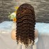 Cross border hot selling wholesale front lace wig 4 # deep wave lace frontal real hair wig