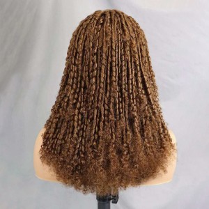 European and American full human hair small chopstick roll wig lace frontal small chopstick roll 4#