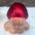 Real person front lace wig 13X4 burgundy BUG Curved hair headband Body wave hair big wave