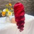 Real person front lace wig 13X4 burgundy BUG Curved hair headband Body wave hair big wave