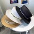 Hat Women's Summer British Flat Top Hat Beach Sunscreen Straw Hat Fashion Flat brimmed Korean Edition Casual Hat