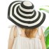 Summer women's sun hat Korean version new classic black and white striped big edge beach straw hat sunscreen sun hat