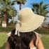 Fashionable big bow beach hat, summer women's sun protection, fashionable sunshade hat, beach grass hat