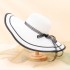 Summer black and white color blocked hollow ribbon versatile beach eaves letter embroidery sunscreen women's UV resistant straw hat