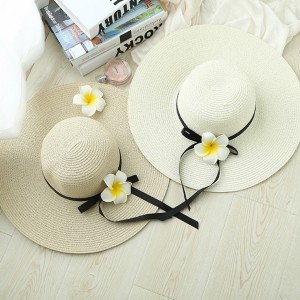 Wholesale of sun protection hats in scenic spots, children's summer beach flowers, bow grass hats, seaside sun hats