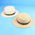 Flat topped straw hat for women in summer, sun protection and sunshade hat, artistic and fresh floral wreath, straw hat with flat edge, top hat for travel