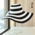 Summer women's sun hat Korean version new classic black and white striped big edge beach straw hat sunscreen sun hat