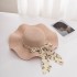 Summer outdoor travel hat women's chiffon bow ribbon straw hat large brim sun protection and sun shading versatile sun hat